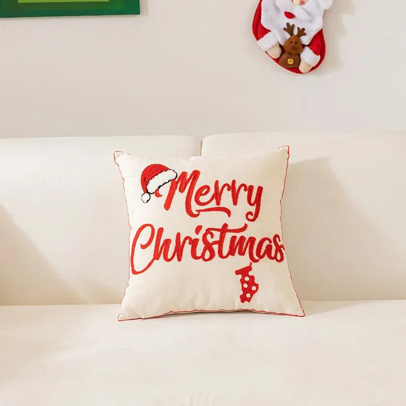 Towel Embroidery Christmas Pillowcase Home Living Room Sofa Cushion Pillowcase Home Christmas Decoration
