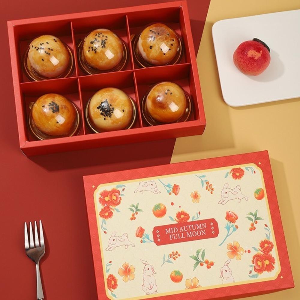 5 Set Chinese Style Mid-Autumn Gift Box 6/8 Grids Egg Yolk Crisp Gift Box  Bakery Packaging
