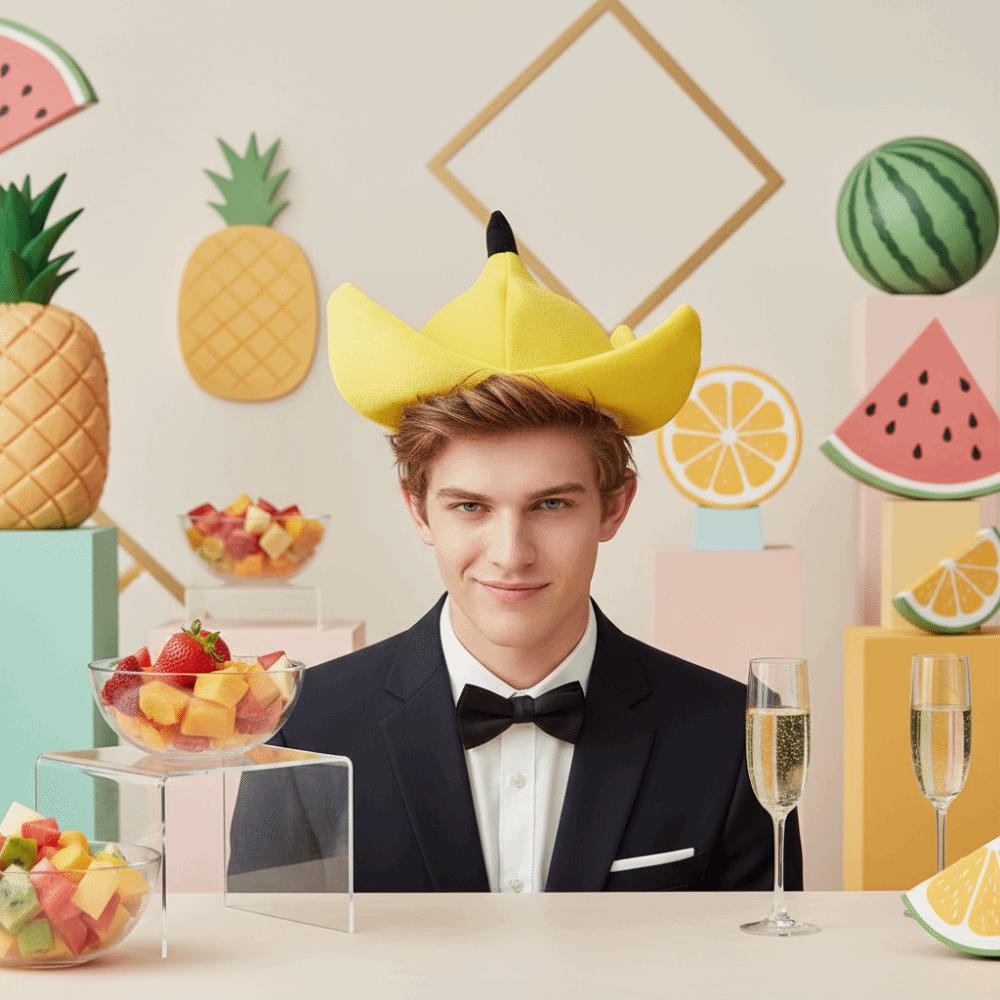 Soft Fabric Funny Fruit Headgear Quirky Cosplay Cap Halloween Carnival Celebration