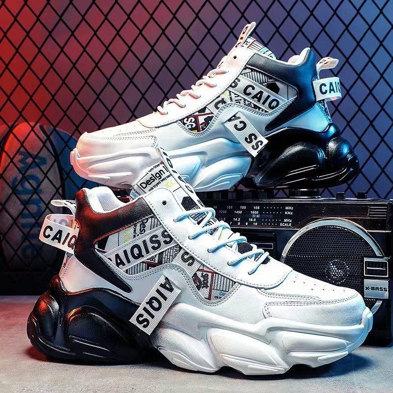 Fall Men's Shoes Summer Middle School Basketball Sports Running Sneakers Teenagers Casual High Top Thick Bottom Daddy Tide Shoes