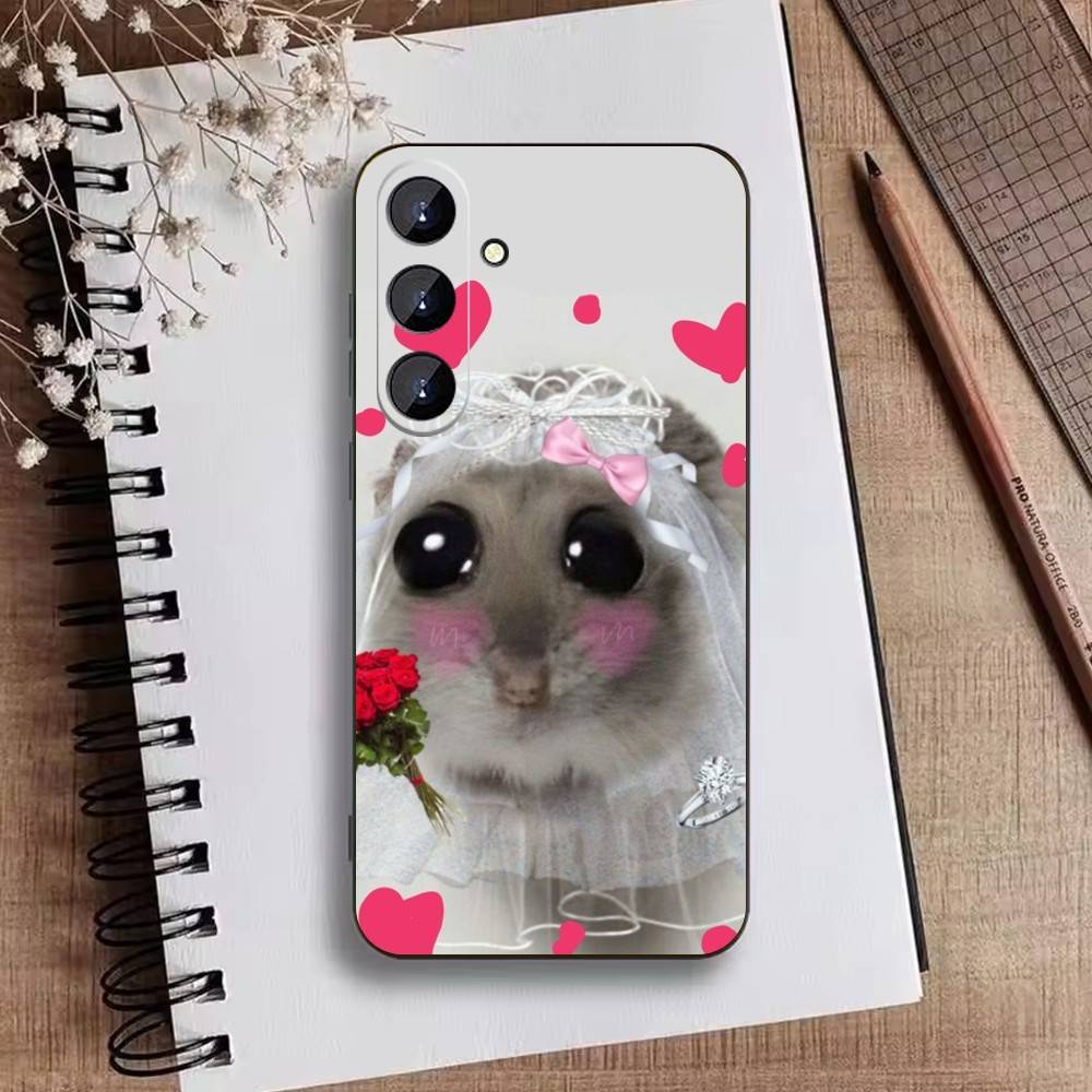 Big-eyed Goofy CAT Mouse Phone Case For Samsung Galaxy A73,21,22,32,71,53,52,51,80,5G Soft Black Cover