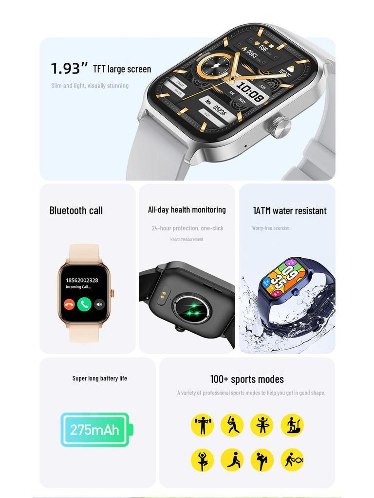 P85 Smartwatch: 1.93-inch Display, Heart Rate & Blood Pressure Monitor, Alarm, Voice Assistant, Music Playback Bracelet