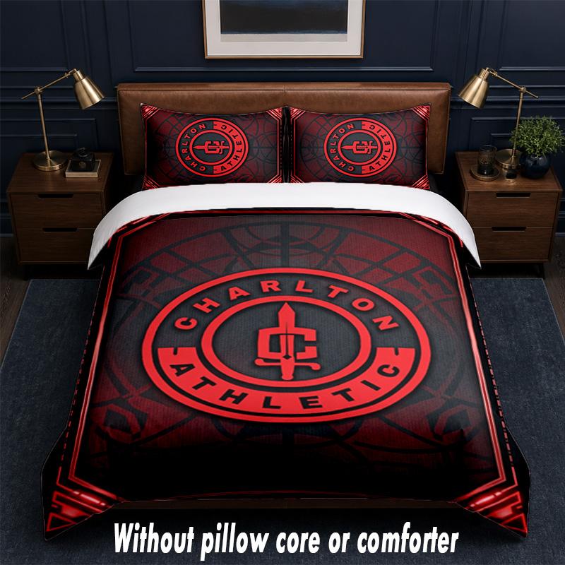 Charlton Athletic FC Design Bed Bedding Set 1 Duvet Cover + 2 Pillowcases Soft Breathable Household Bed Linens