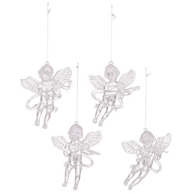Transparentes Engelornament für Weihnachtsdekorationen Weihnachtsbaum Acryl Silberflügeliger Engel Anhänger