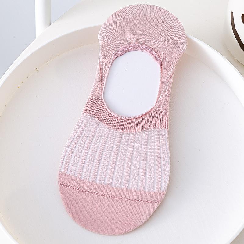 

Женские летние тонкие носки с сеткой, с вырезами, невидимые, силиконовые, не скользят, не сползают с пятки 1 pair розовый