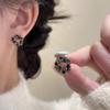 Exquisite Black Flower Stud Earrings: Elegant Versatile Fashion for Women