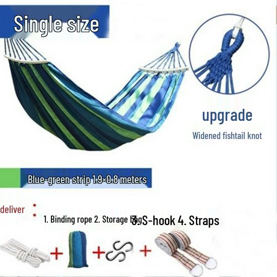 Canvas Hammock for Camping - Anti-rollover Design, Single/Double Person, Outdoor Swing with Curved Support