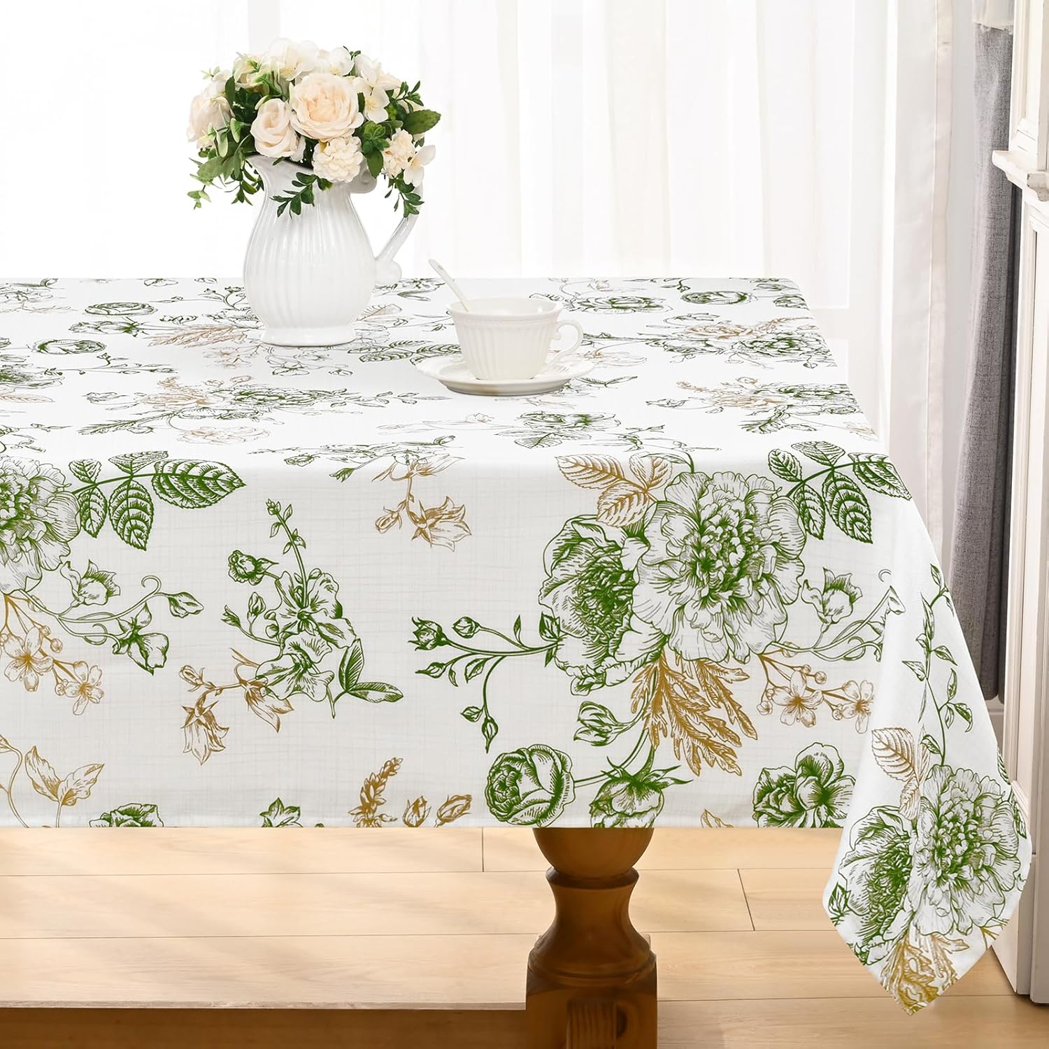 Vintage Blue Floral Rectangle Waterproof Tablecloth Party Decor Reusable Farmhouse Kitchen Dining Tablecloth Wedding Decorations 90x140cm