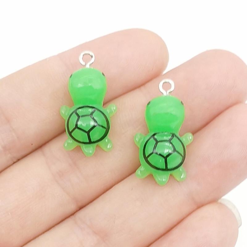 5pcs Cute Mini Fun Green Turtle Charms Animal Resin Pendant for Jewelry Making Accessories DIY Earrings Necklace Keychain