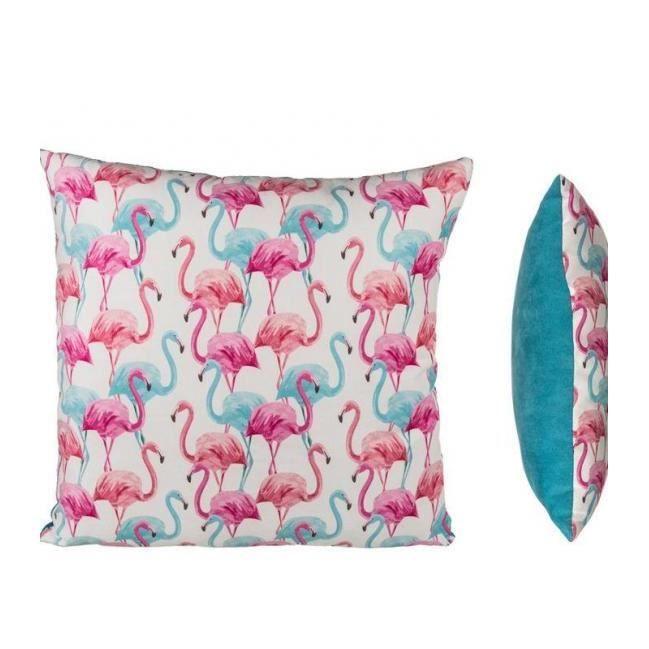Coussin - Flamants roses - 37x37 cm - 100% polyester - Déhoussable