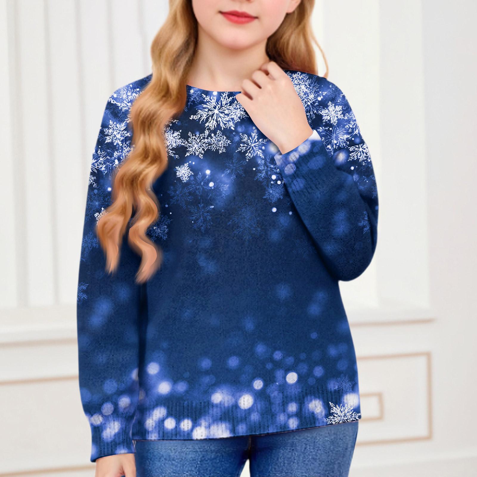 

Рождественские свитшоты для детей мальчиков и девочек вязаный свитер милая рубашка осенний пуловер с круглым вырезом топы 100 синий