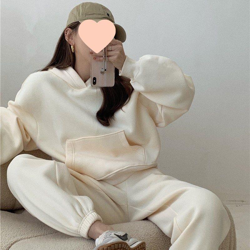 2025 Women's Casual Fleece Lined Sweatshirt & Joggers Two-Piece Set