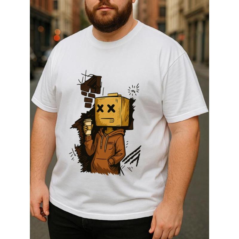 Europäische Größen Stylisches kurzärmeliges T-Shirt für Herren mit coolem Kartonbox-Design, aus atmungsaktivem Stoff gefertigt
