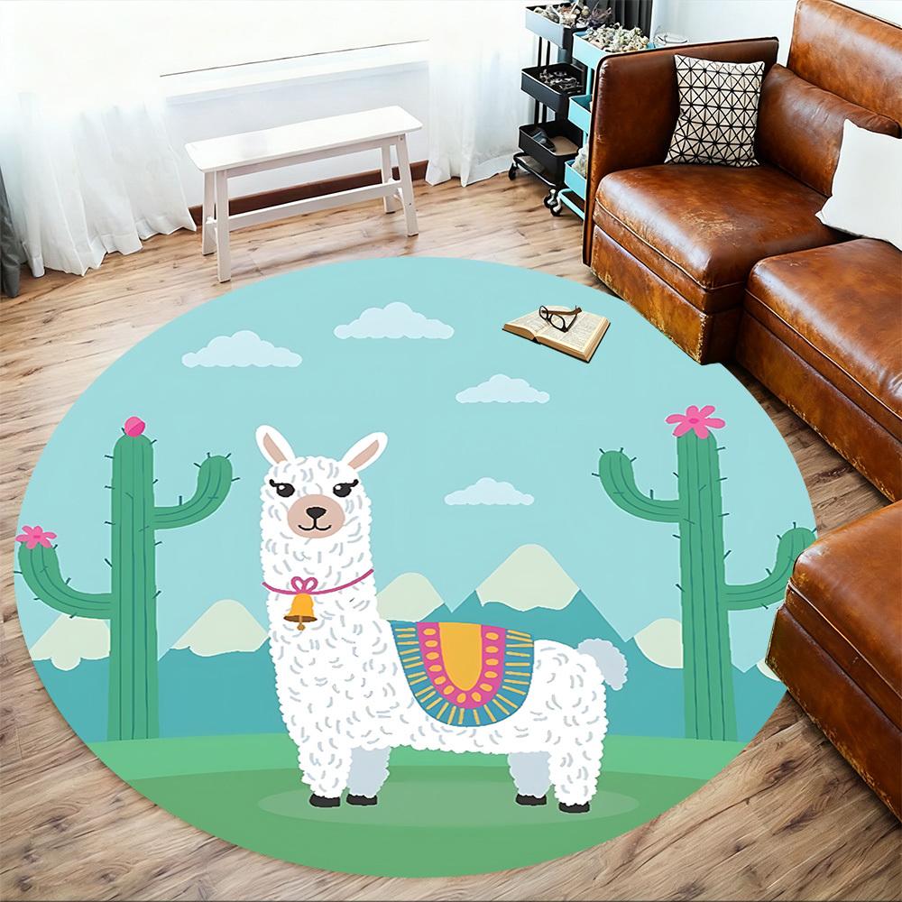 1pc llama cactus Round Chair mat Area Rug - Non-Slip, Floor Mat for Office, Bedroom, and Indoor Decor c1125390