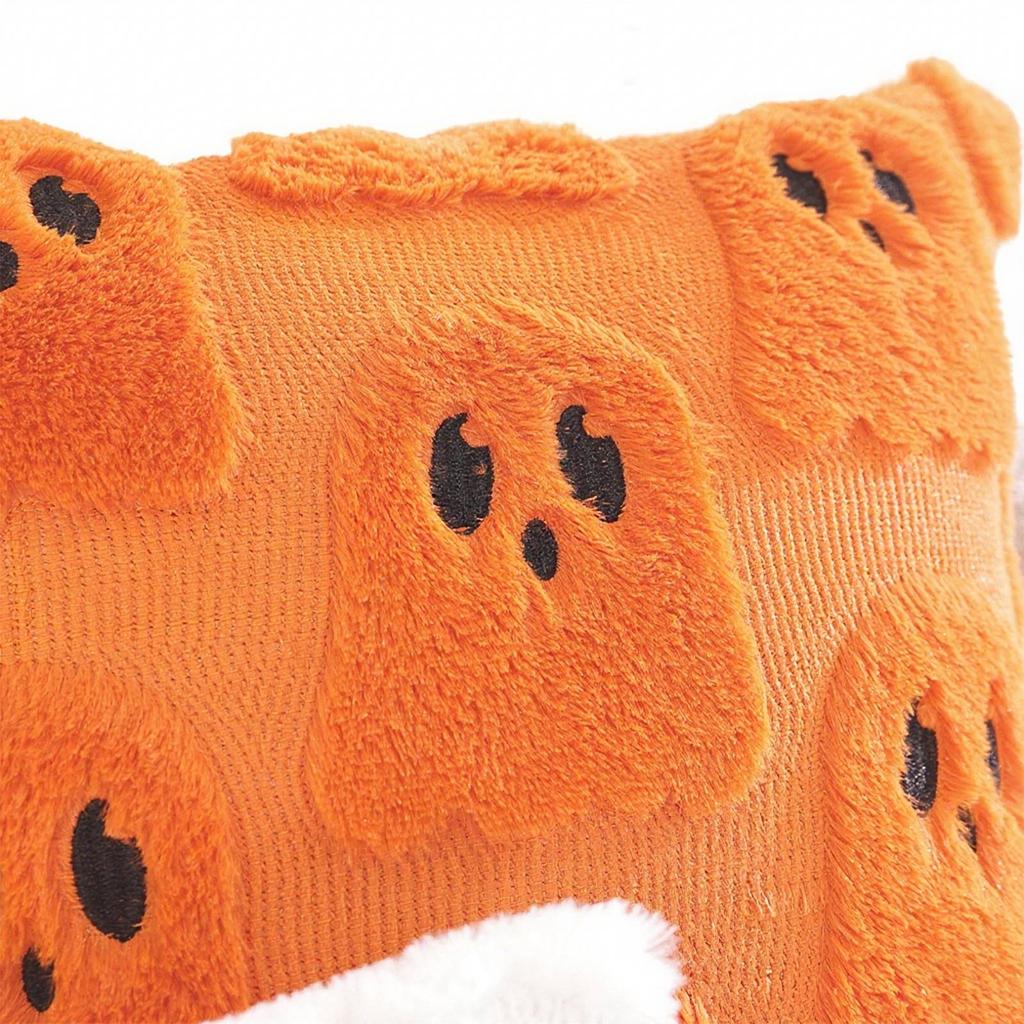 Square Plush Pillow Cover with Ghost Pattern Decorative Cushion Case Soft Textured Fabric 45x45cm Removable Zipper Closure for Sofa Chair Bed Home