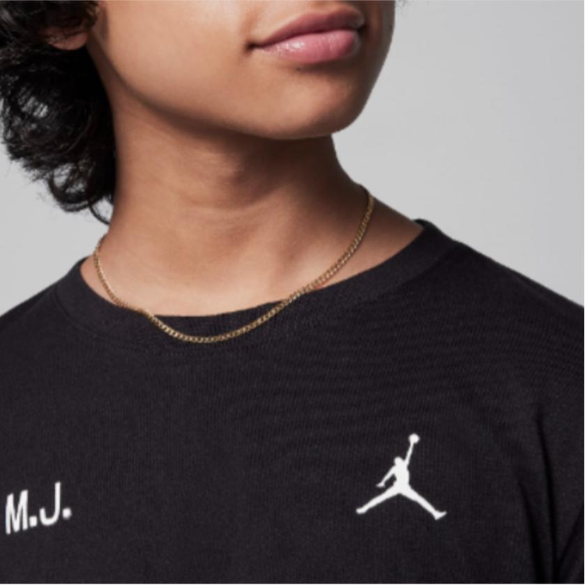 Jordan MJ Letter Print Comfortable Casual Crew Neck Long Sleeve T-Shirt Kids Tops Black HQ7115-010