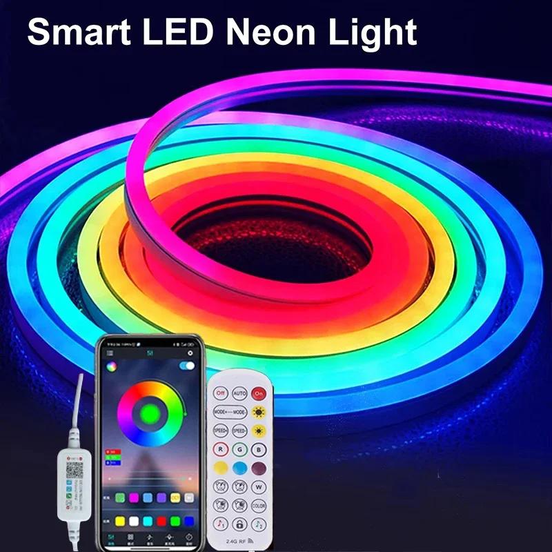RGB Neon LED Streifen Bluetooth APP Fernbedienung Musik Sync Flexibles Bandlicht für DIY Raum Gaming TV Hintergrundbeleuchtung Partybeleuchtung