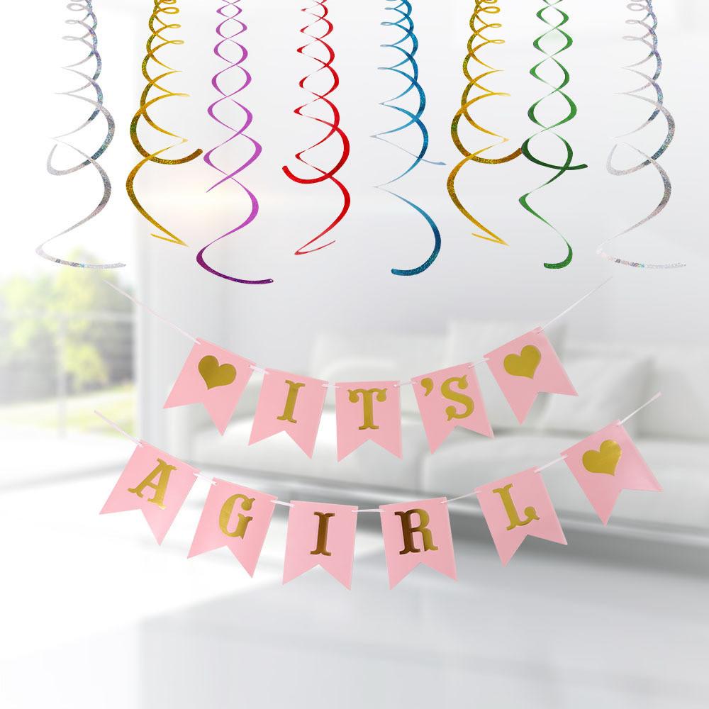 

Подвесные причудливые украшения на день рождения с разноцветными флажками и спиралями для детей Double Helix Flag Girl