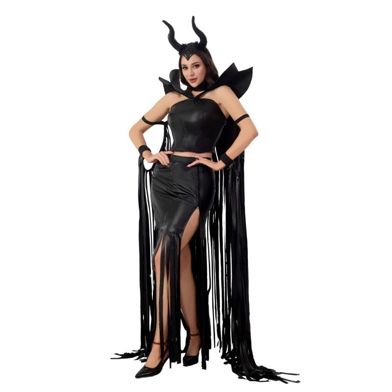 Halloween new sleeping spell evil witch costume tassel model punk wind horn vampire