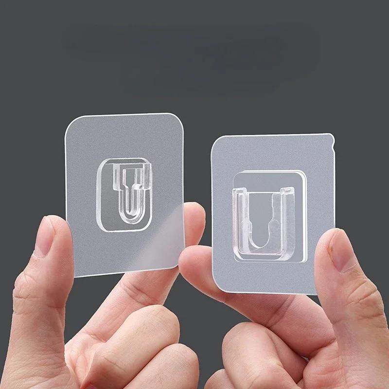 10 Pairs Double-Sided Adhesive Wall Hooks Transparent Hooks Bedroom Kitchen Multi-purpose Organizer Holders