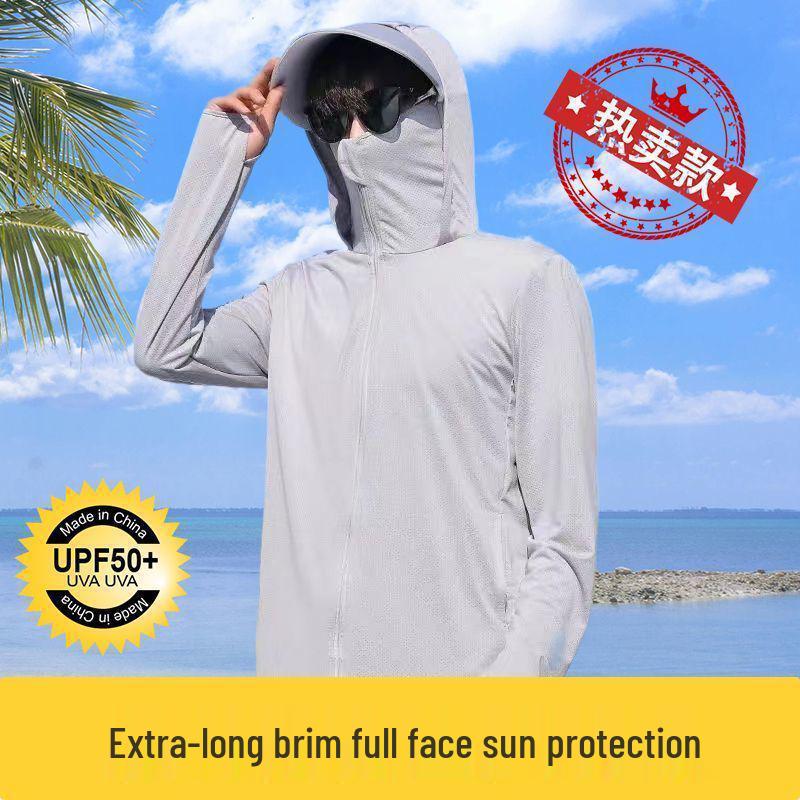 Herren Atmungsaktive Eisseide UV-Schutz Kapuzen-Angeljacke - Neue Sommer 2025 Edition