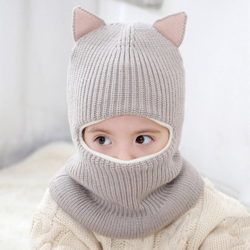 

Toddler Cozy Knitted Hat With Cartoon Animal Ears For Cold Weather Comfort Gray