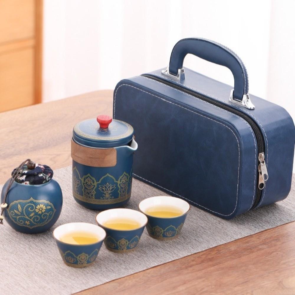 With Proctive Box Travel Tea Set Ceramic Porcelain Teaware Tea Gift Set  Travel Use
