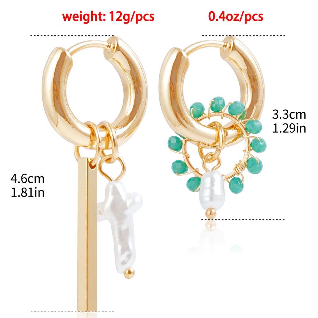 European and American foreign trade jewelry, hipster INS geometric woven crystal earrings, simple and versatile dual-purpose earrings