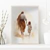 Jesus Christ Walking with A Child,poster Bible Art Canvas Painting Christian  Wall Art Picture for Living Room Home  Decor