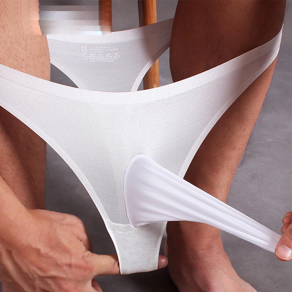 Men Sexy Underwear Ice Silk Underpants Mens G-Strings Pouch Bikini Gay Temptatio Jj Sleeve Erotic Lingerie Elastic Smooth Thongs
