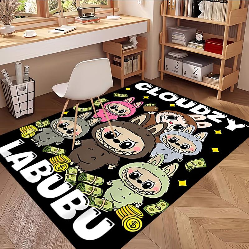 Labubu Print Rug, Washable Floor Carpet, For Entryway Dorm Laundry Room Office Study, Home Decor Birthday Christmas Gift