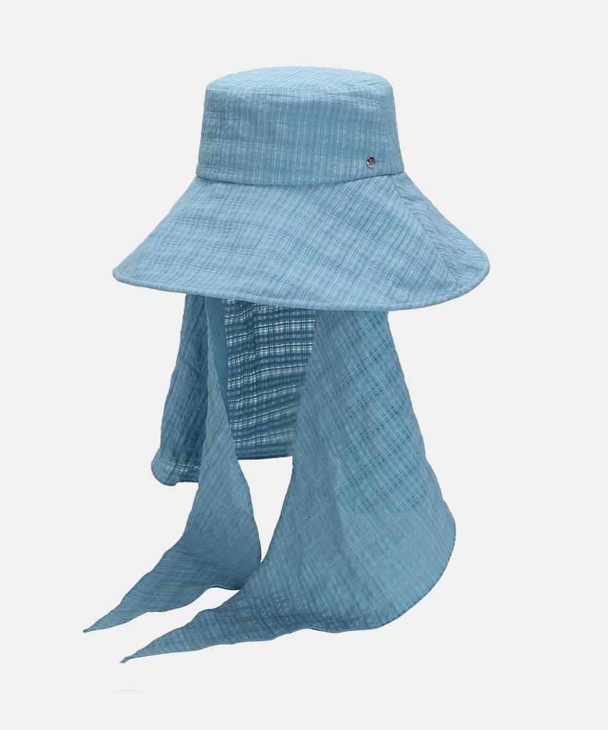 Hwaiteusaenjeu Check Waffle Airy Detachable Sunshade Scarf Floppy Hat Robain (5 Colors)