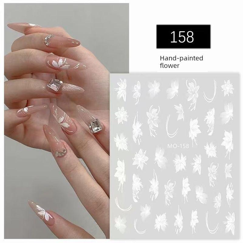 

Snow Mowing Ice Flower Nail Art Sticker Elegant Florals 3D Relief Small White Pattern Liquid Bows Nail Sticker mo158