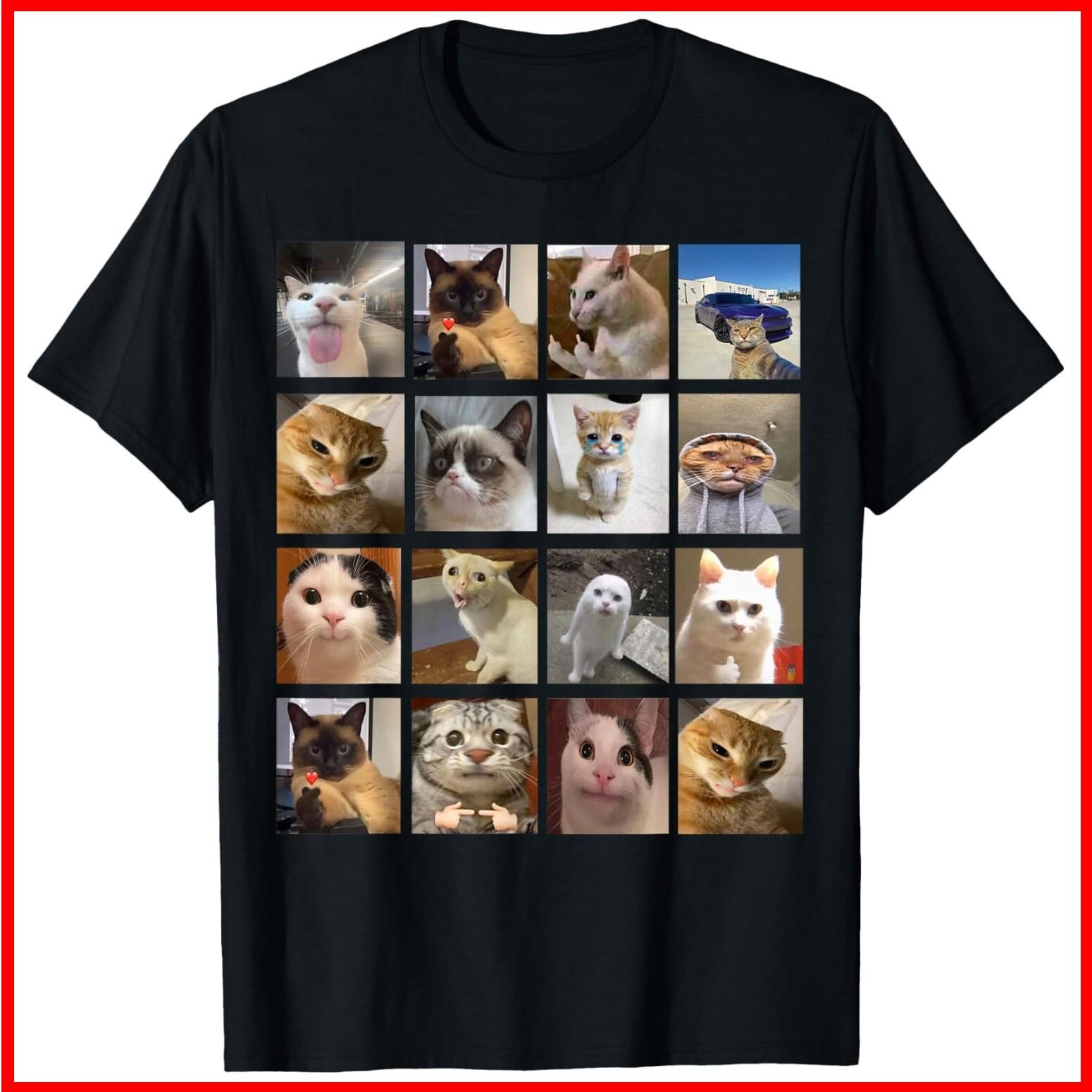 Funny Cat Memes, kitty Cat Meme Black Cotton T-Shirt S-5XL S
