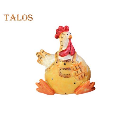 

Фигурка петуха, смоляное настольное украшение для курицы, сидящая мультяшная статуя курицы, пасхальный декор для сада, домашнего стола, камина жёлтый