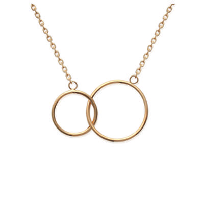 [R3946] - Vergoldete Halskette 'Chorégraphie' goldfarben (Kreise) - 14 und 19 mm Kreise