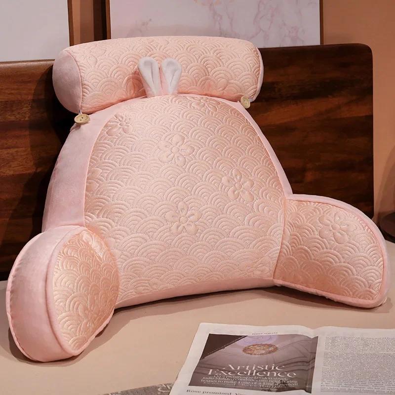 Монохромный принт Ice Silk Спинка Изголовье Кровати Защита Талии Подушка Офисное Кресло Для Сна Подушка Для Сиденья Диван Украшение 55x40cm розовый 2355₽