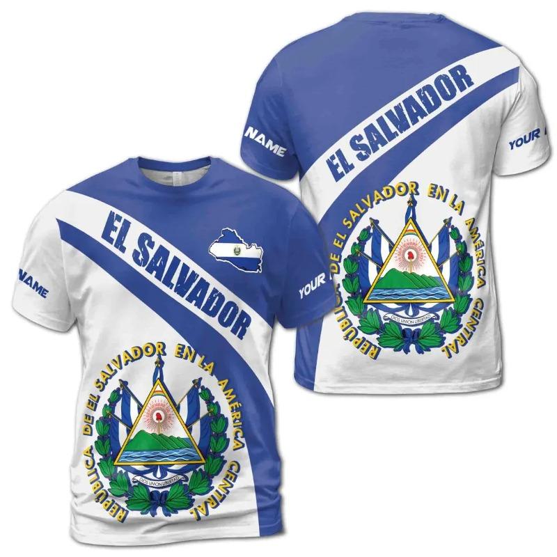 EL Salvador Flag Graphic T Shirts For Man Clothes Maillot Football Summer Fashion Trend Loose Sports Crew Neck Unisex Tees Tops