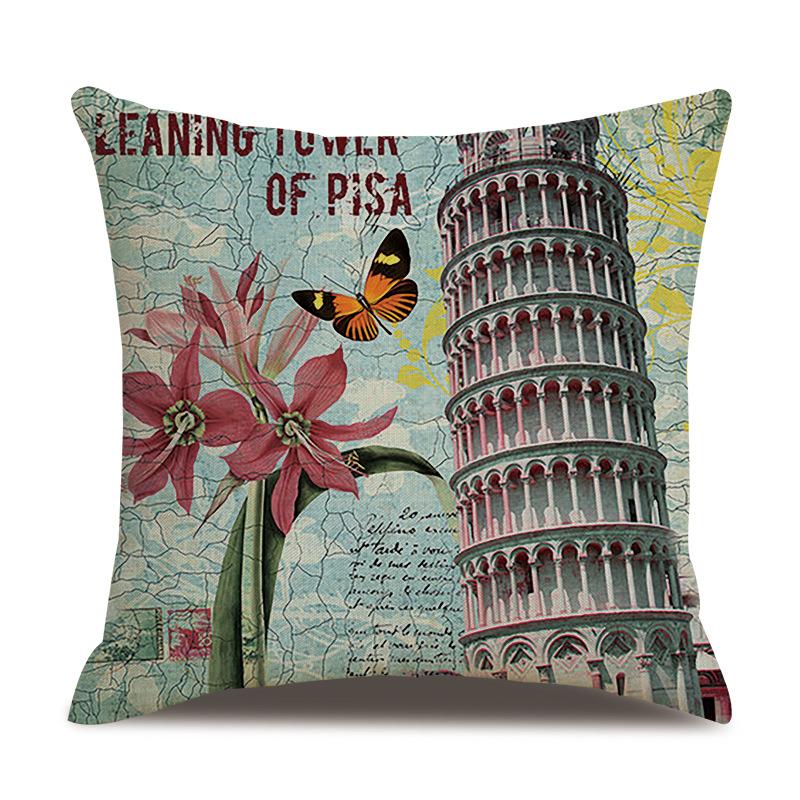 Linen Pillowcase American Rustic Rose Sofa Cushion Cover Retro Style Car Home Soft Decoration