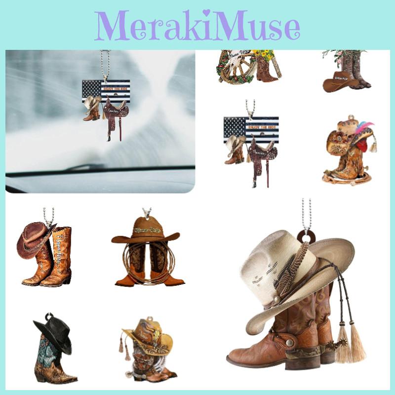 Novo Chegada Ornamento Decorativo Acrílico Pendurado Bota de Cowboy Personalizada Para Carro Sela Chaveiro Pingente Estilo Vintage