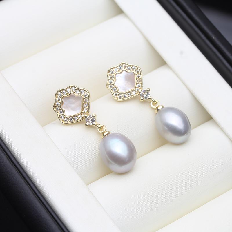 Real Natural Freshwater White Pearl Earrings Woman,Cute 925 Silver Pearl Earring Dangle Wife Girl Gift Pink Black