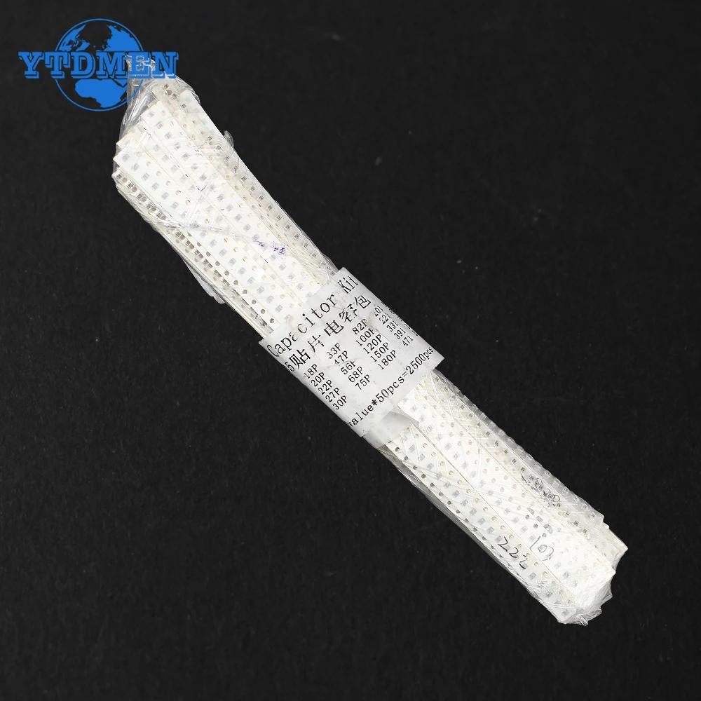 2500PCS 50 Values Capacitor Smd 0402 0603 0805 SMD Ceramic Capacitors Assortment Kit 1P-10UF 1PF 5PF 10PF 100PF 1nf 102 333 474
