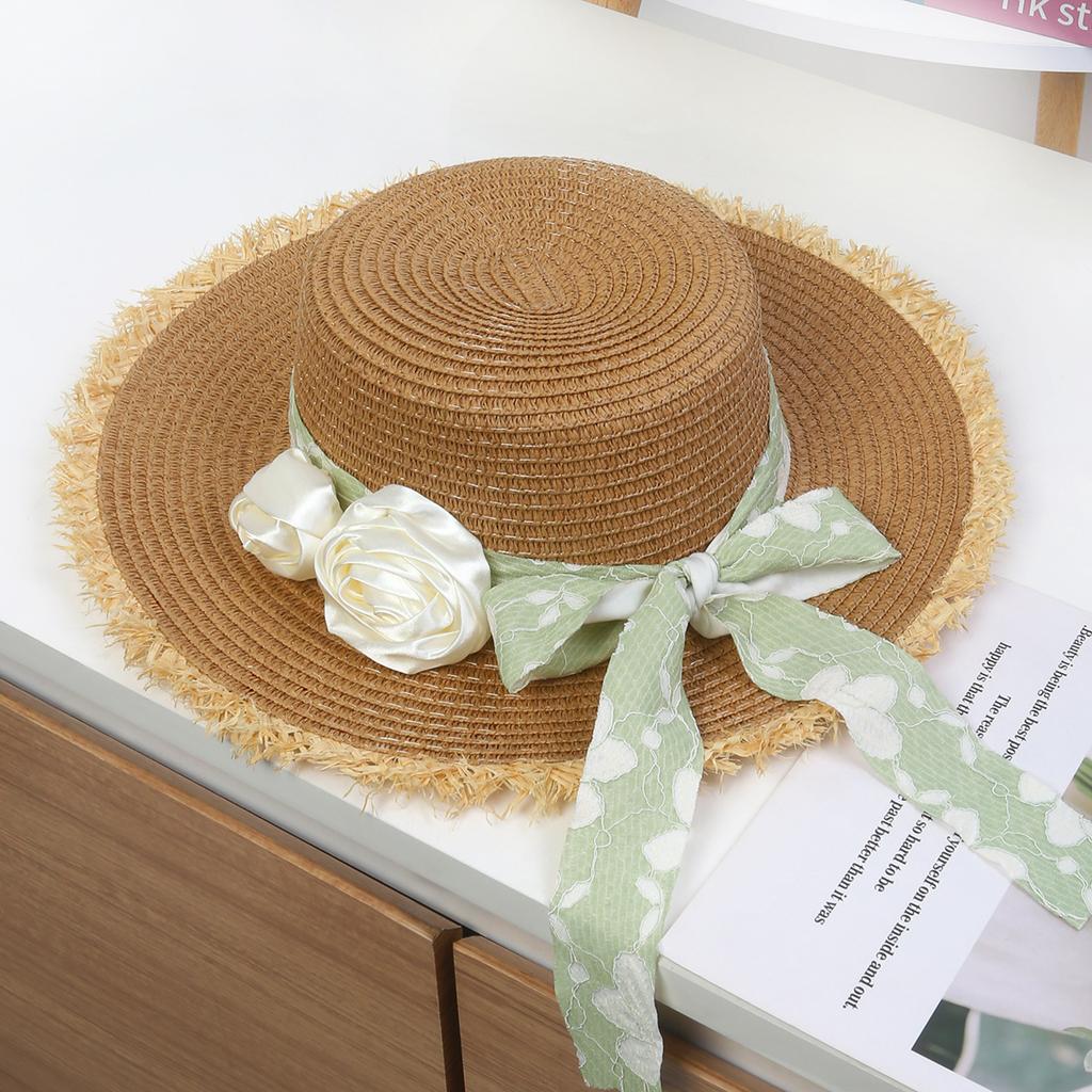 Spitzen Schleife Großer Rand Strohhut Neuer Strand Sonnenhut Damen Schöner Sonnenhut