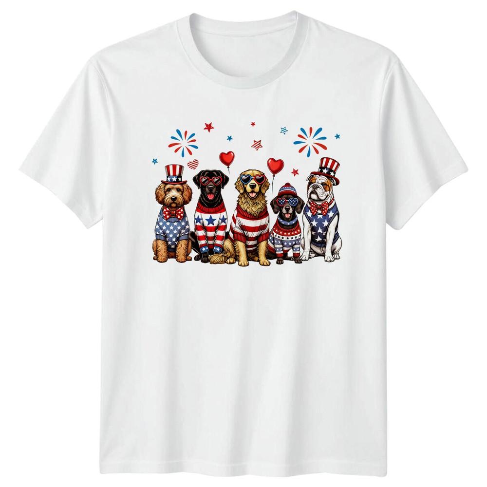 Patriotic Dogs 4th of July Unisexs TShirt Unisexs Tee Graphic Unisex Top