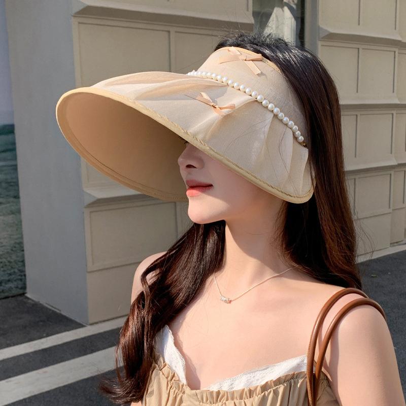 

Bow Uv Protection Sun Protection Hat Складная дышащая солнцезащитная шляпа для улицы Пустая шляпа-цилиндр Большие полевые солнцезащитные шляпы Подарки абрикосовый