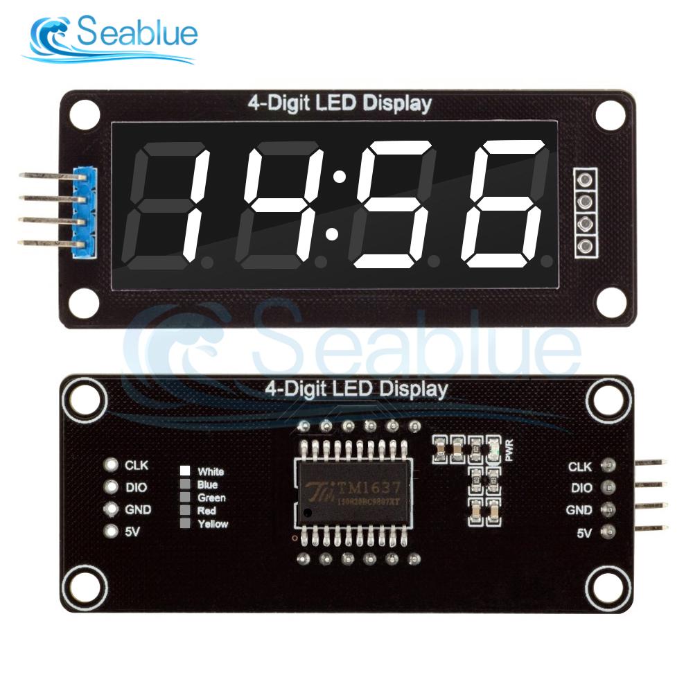 0.56 inch 4-Digit 7 Segments Digital Tube Clock Module Double Dots Blue Yellow White Green Red LED Display TM1637 For Arduino