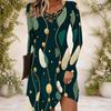 Women S Criss Cross V Neck Long Sleeve Black Floral Printed Fitted Curved Hem Dress