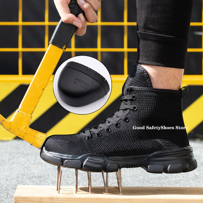 Fashion Safety Boots Men Steel Toe Work Shoes High Top Safety Work Boots Male Anti-Smash Construction Protective Footwear