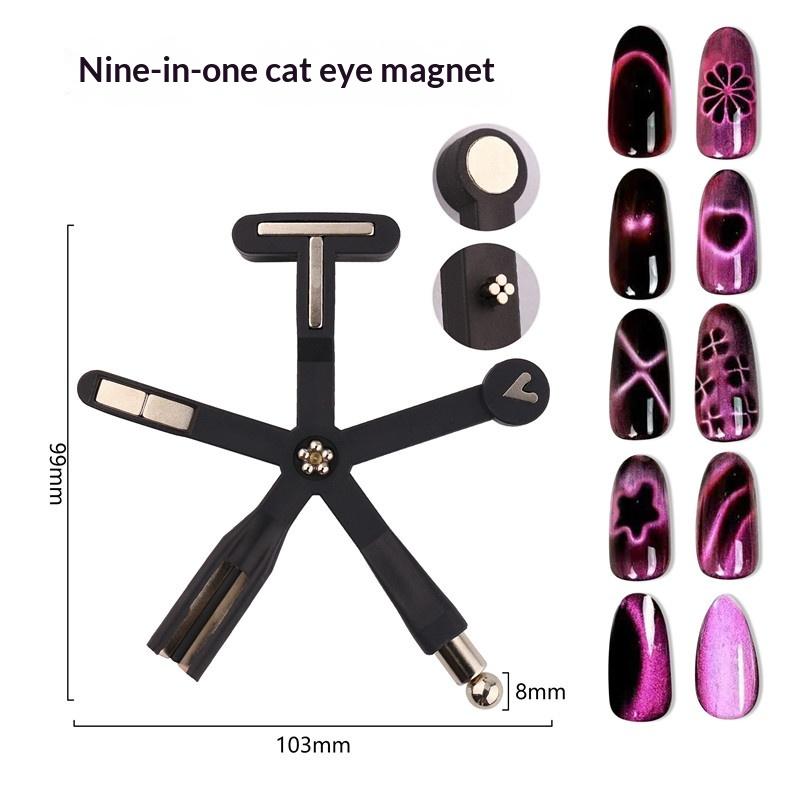 

9-IN-1 Strong Magnetic Stick For Cat Eye Gel Polish Nail Magnet Tool Magnet Pen Nails Art Design Glitter Effect Manicure Tools чорний