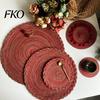 Textured Dining Mat 12 Inch Round Placemats, Polyester Woven Braided Place Mats, Heat Resistant Placemat Washable Circle Table Mats for Kitchen